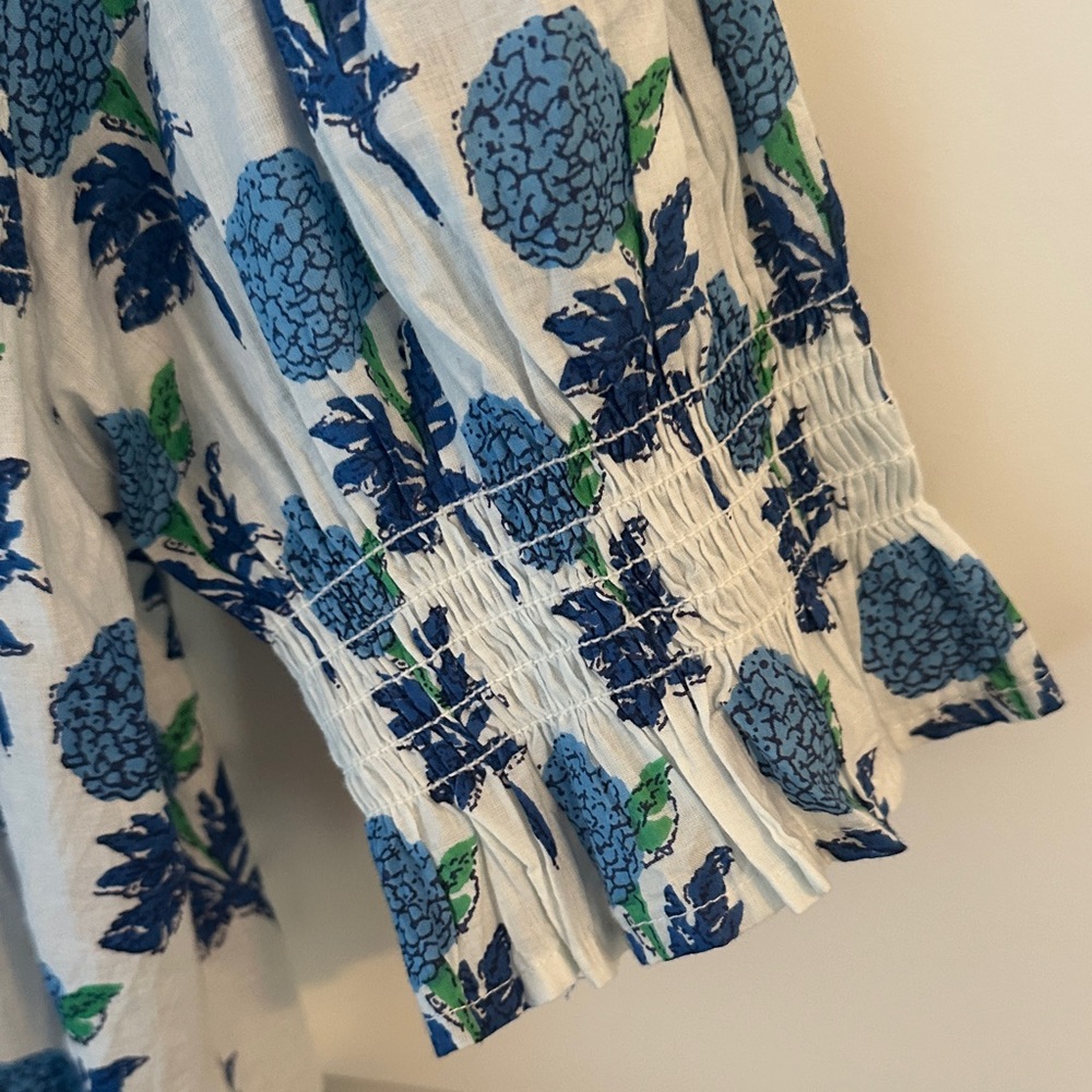 THML S White Shirt with Blue and Green Floral Design - Picture 5 of 5